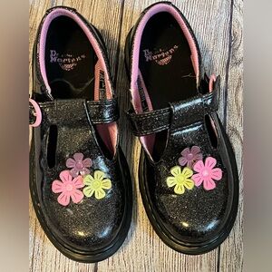Dr. Martens Kids Shoes Black with Pink and Yellow Flowers